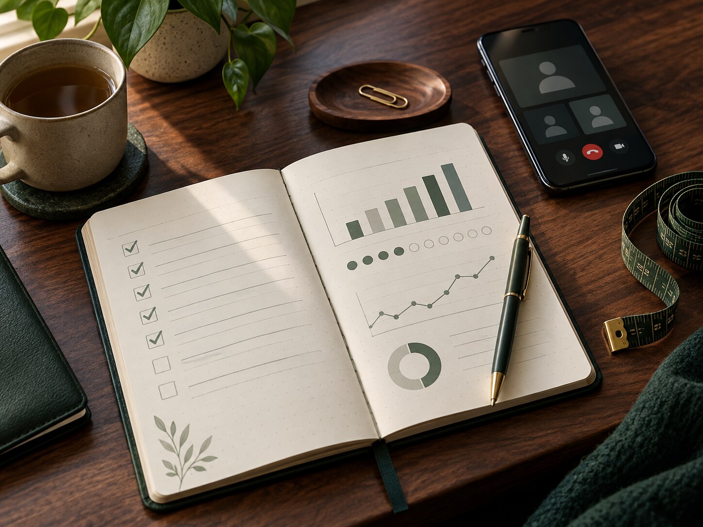 A progress journal, weekly tracking and private accountability call