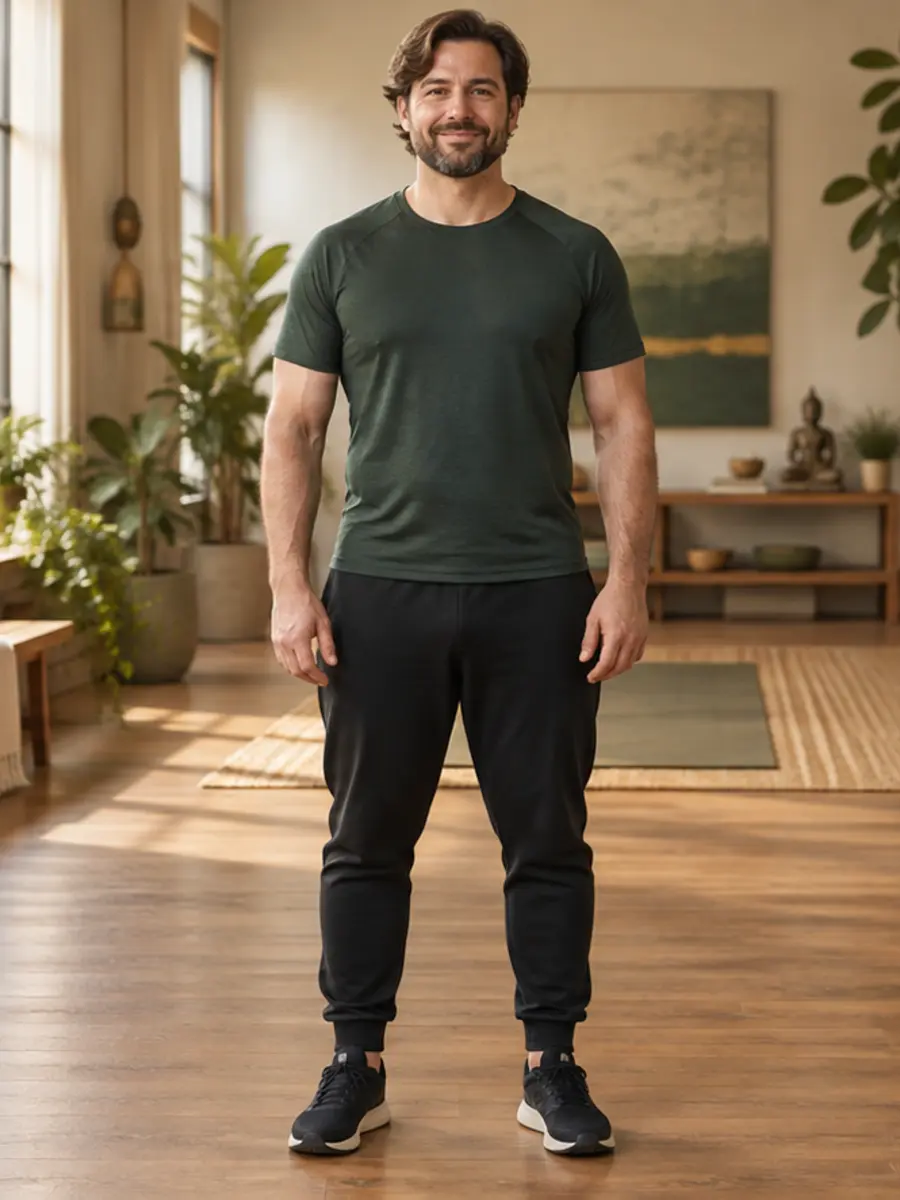 Illustrative after view of the same fictional man looking leaner, stronger and more energized