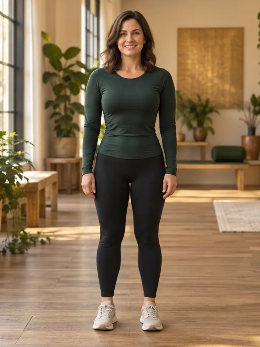 Illustrative after view of the same fictional woman looking leaner, stronger and more energized